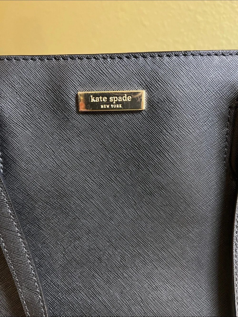 Kate Spade Black Leather Tote with Gold Hardware